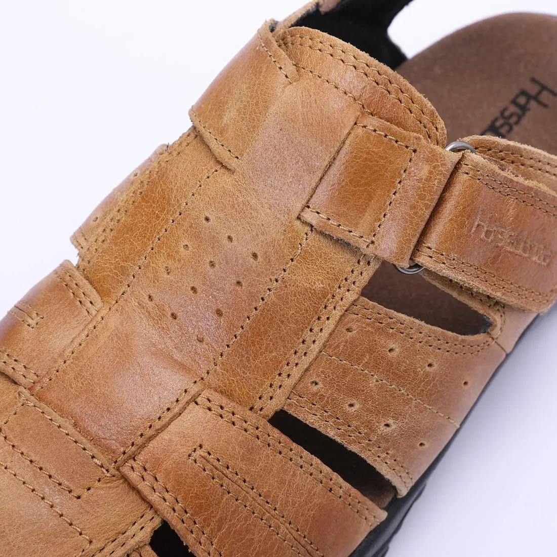 Harssidanzar Mens Leather Fisherman Sandals Closed Toe Sandal For Men KM226US