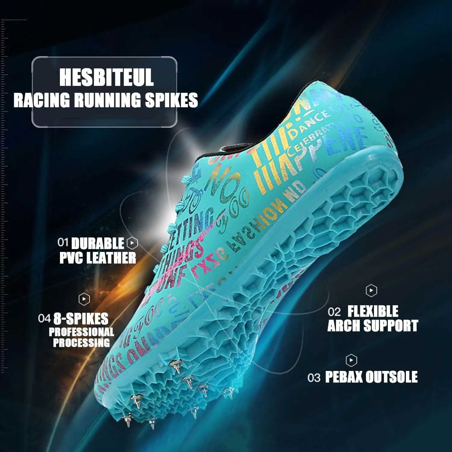 HESBITEUL Mens Track and Field Shoes Sprint Sport Sneakers Youth Professional Training Racing Running Shoes