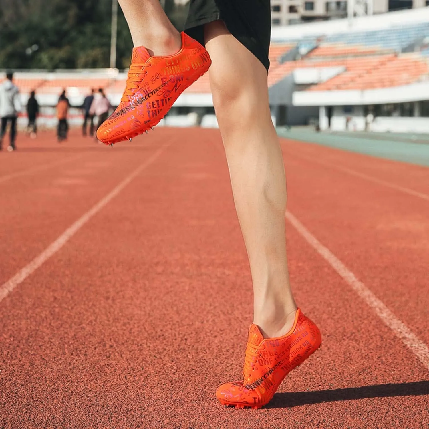 HESBITEUL Mens Track and Field Shoes Sprint Sport Sneakers Youth Professional Training Racing Running Shoes