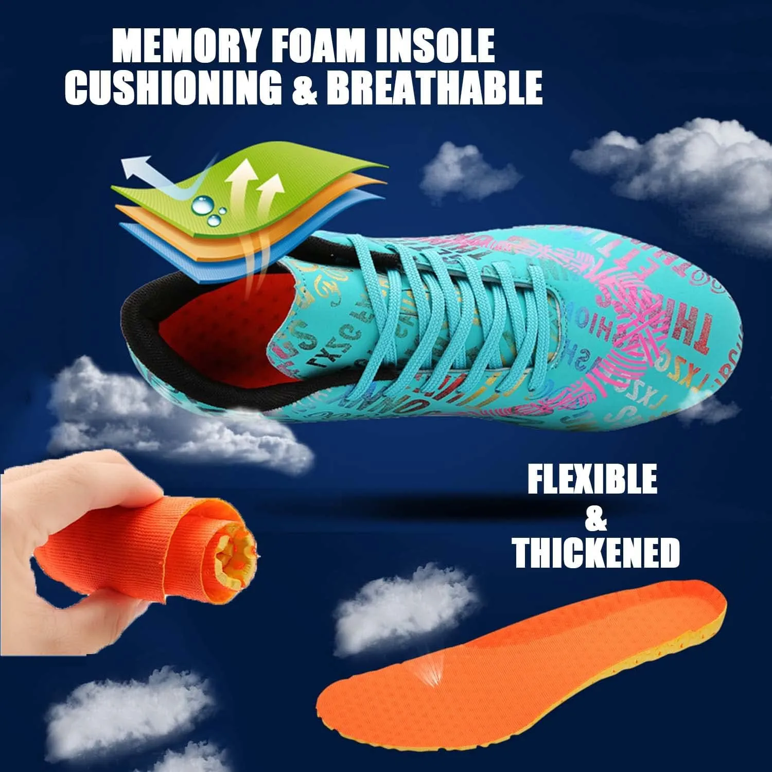 HESBITEUL Mens Track and Field Shoes Sprint Sport Sneakers Youth Professional Training Racing Running Shoes