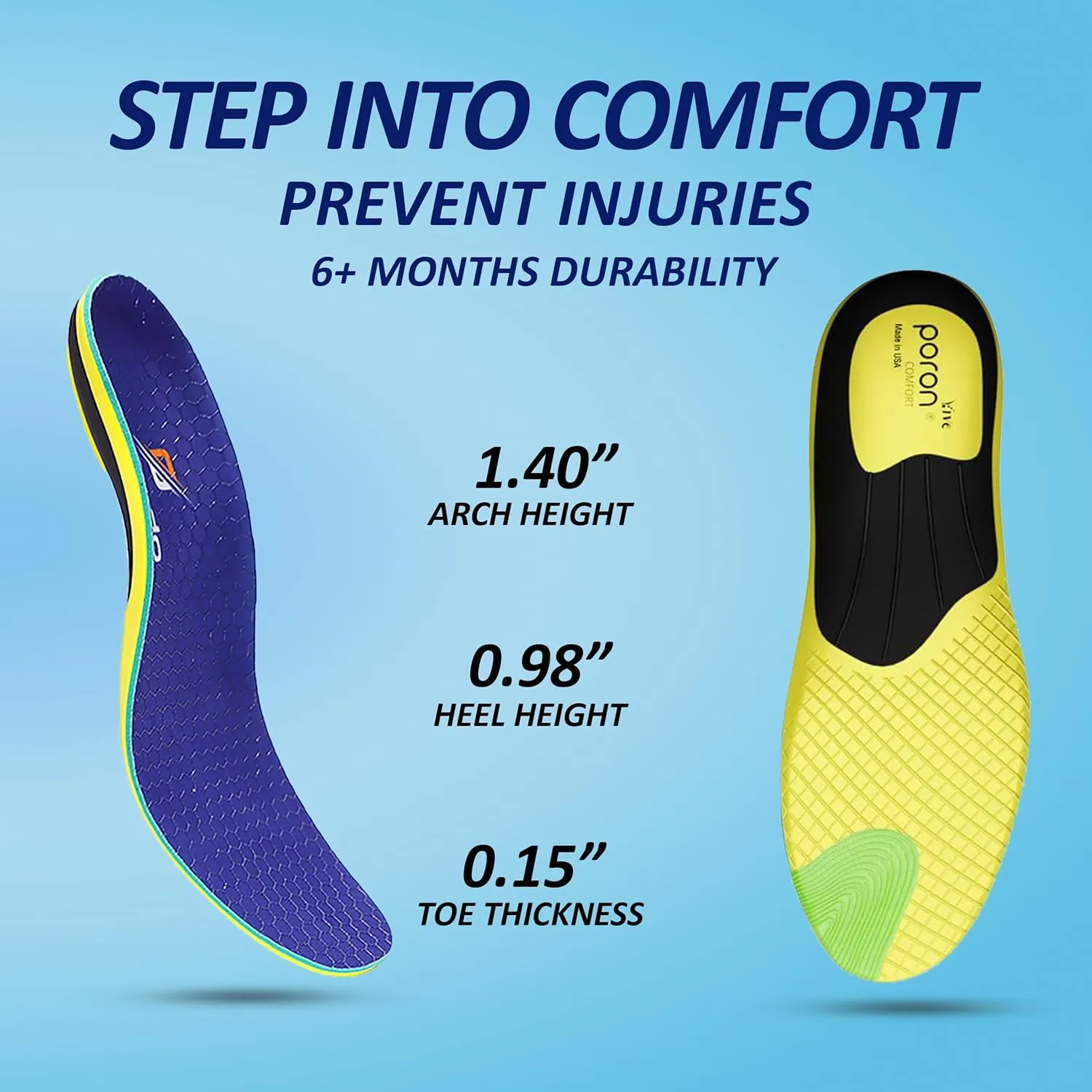 High Arch Support Plantar Fasciitis Insoles Flat Feet Foot Pain Relief Shoe Insoles Men Shoe Insoles for Women, Anti Slip Shock Absorbing Arch Support Inserts for Men