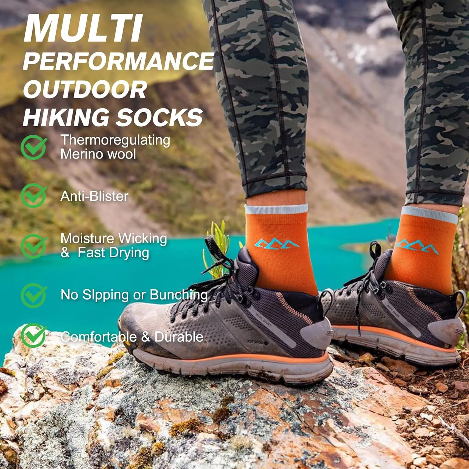 innotree 3 Pack Merino Wool Hiking Socks, Anti Blister Cushioned Micro Crew Socks for Men & Women, Outdoor Thermal Socks