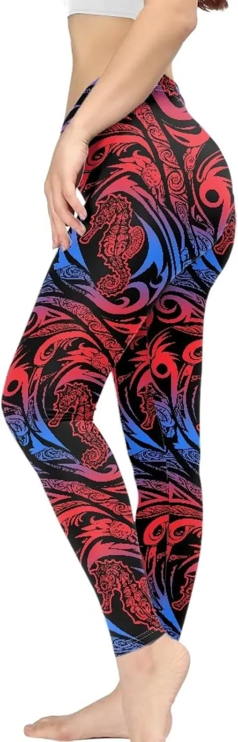 Irisjudy Womens High Waist Workout Leggings for Yoga,Jogging, Novelty Printed Buttery Soft Stretchy Pants Tights Outfit