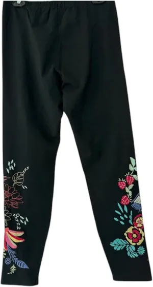 Johnny Was Cora Legging Cotton Floral Embroidery Leggings Pants Flower Black New