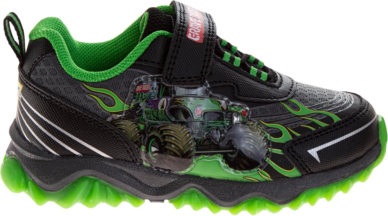 Josmo Kids Monster Jam Grave Digger LED Light Up Shoes Megalodon Monster Truck Shoes for Boys El Toro Loco (Sizes: 6-10 Toddler / 11-12 Little Kid)