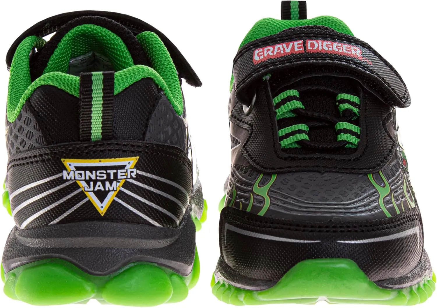 Josmo Kids Monster Jam Grave Digger LED Light Up Shoes Megalodon Monster Truck Shoes for Boys El Toro Loco (Sizes: 6-10 Toddler / 11-12 Little Kid)