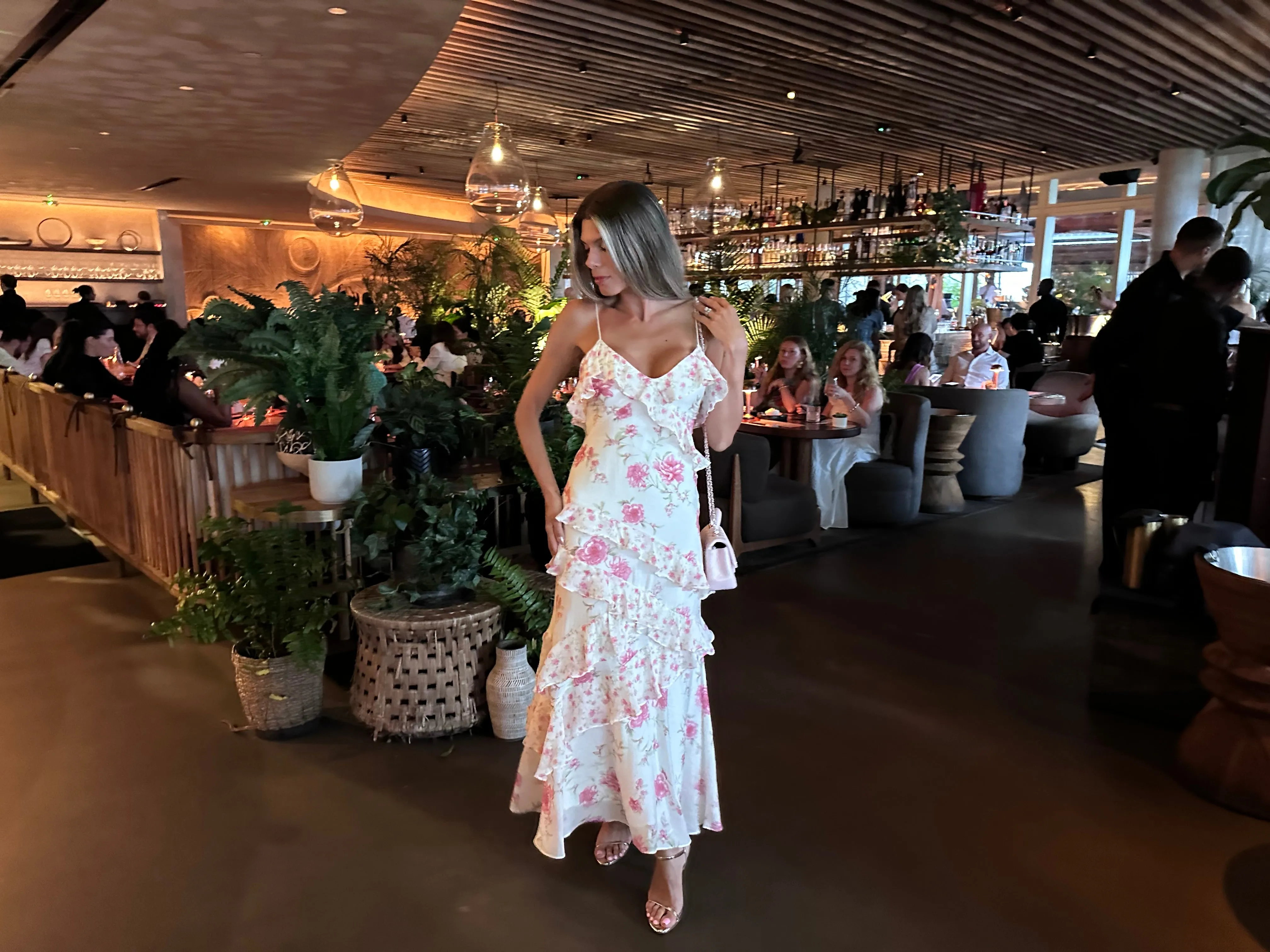 Julia - Ruffle Floral Rose Maxi Dress