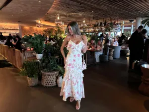 Julia - Ruffle Floral Rose Maxi Dress