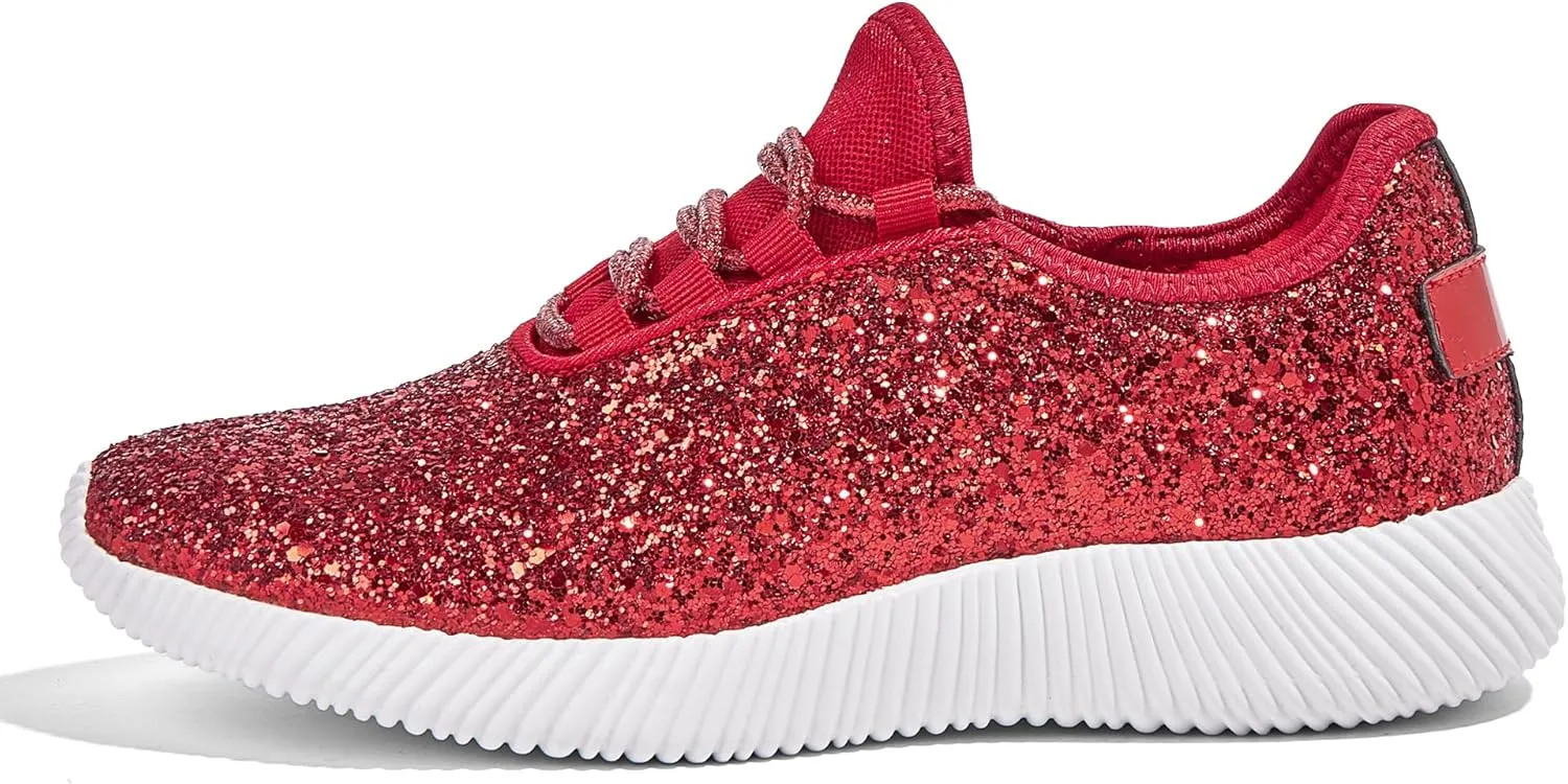 K KIP WOK Fashion Glitter Sneakers for Womens Silp On Running Shoes Lightweigt Tennis Walking Sneakers
