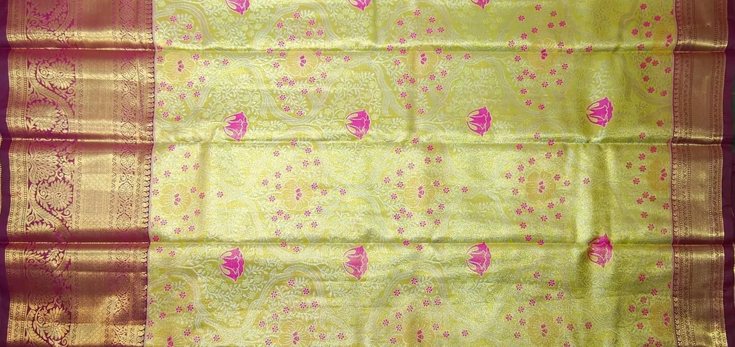 Kanchipuram Pure Silk Pattu Saree - Rose Butta - With blouse