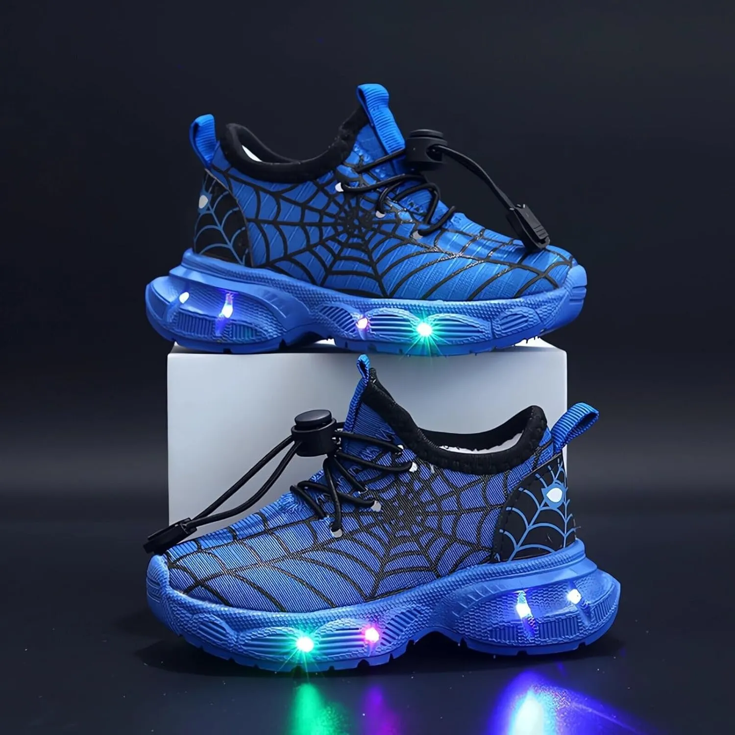 Kids Light Up Shoes Toddler Boys Girls LED Luminous Running Trainers Cartoon Mesh Breathable Sports and Walking Sneaker