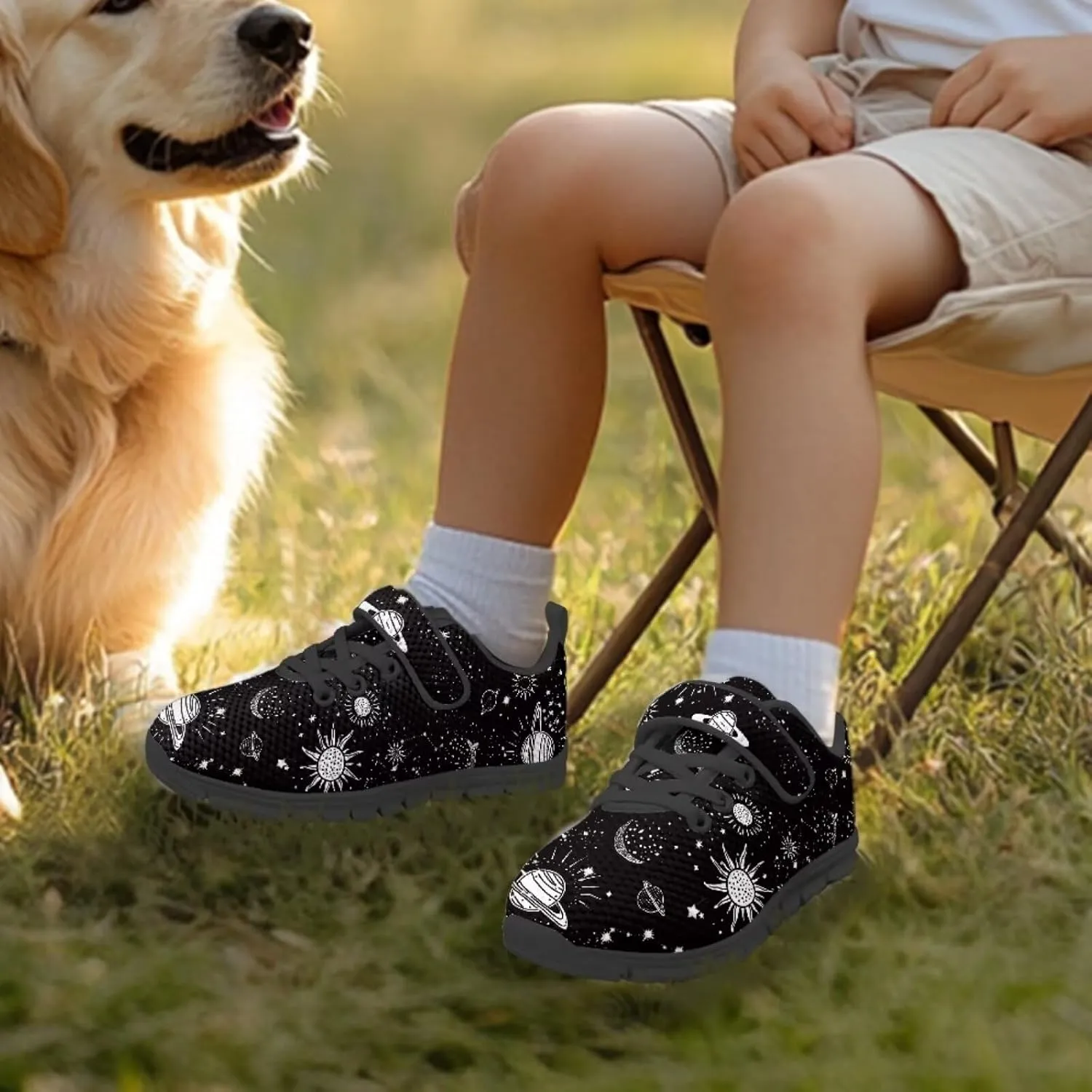Kids Mesh Sneakers Single Buckle Arch Support Elastic Strap Sports Shoes for Boys Girls