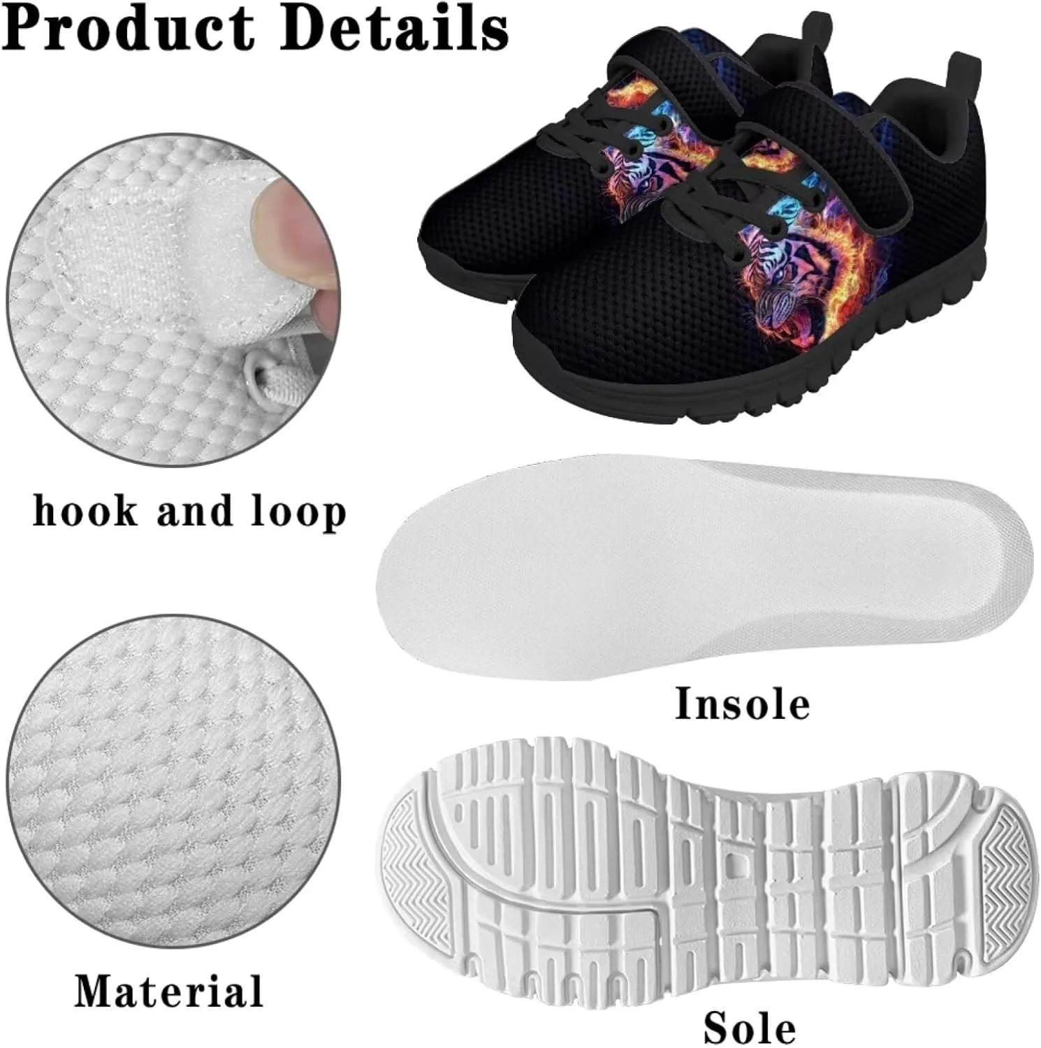 Kids Mesh Sneakers Single Buckle Arch Support Elastic Strap Sports Shoes for Boys Girls
