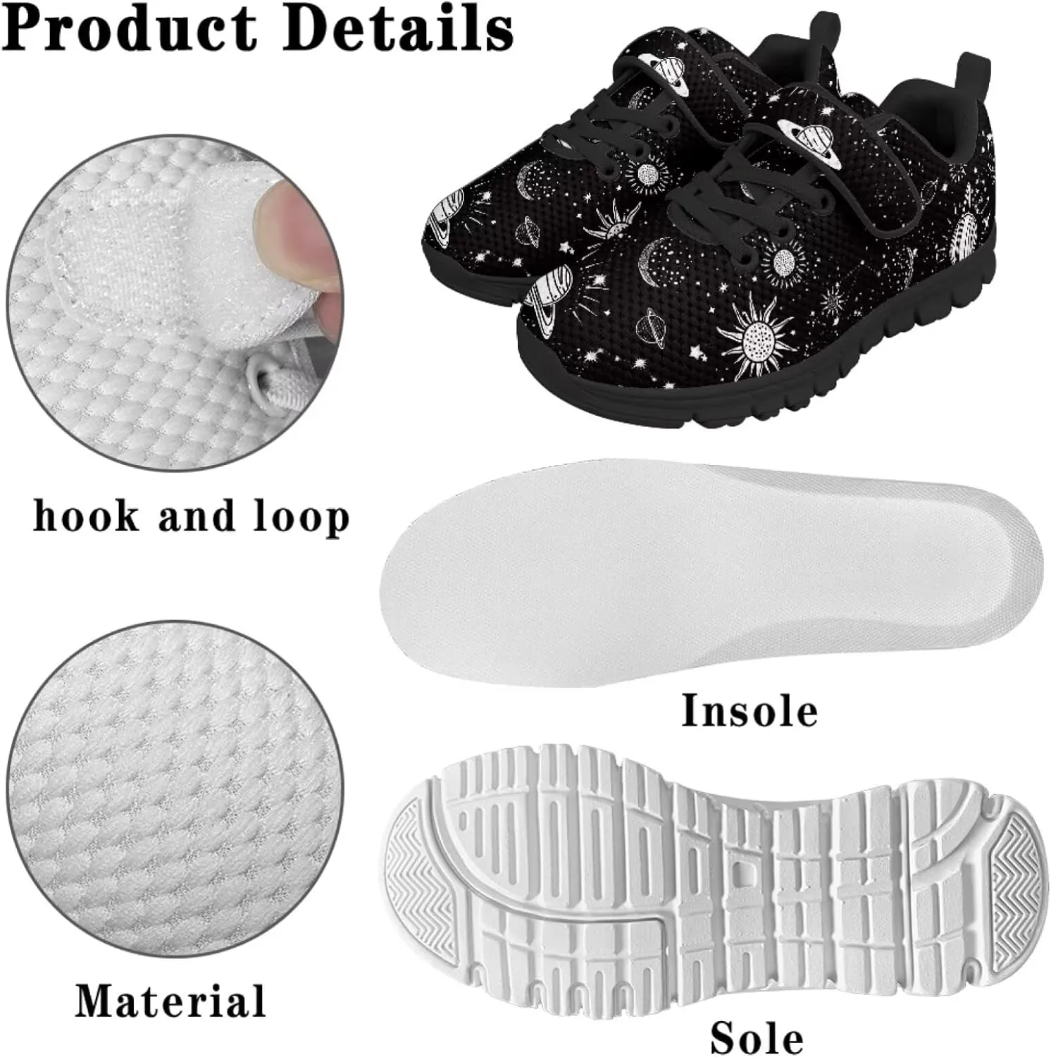 Kids Mesh Sneakers Single Buckle Arch Support Elastic Strap Sports Shoes for Boys Girls