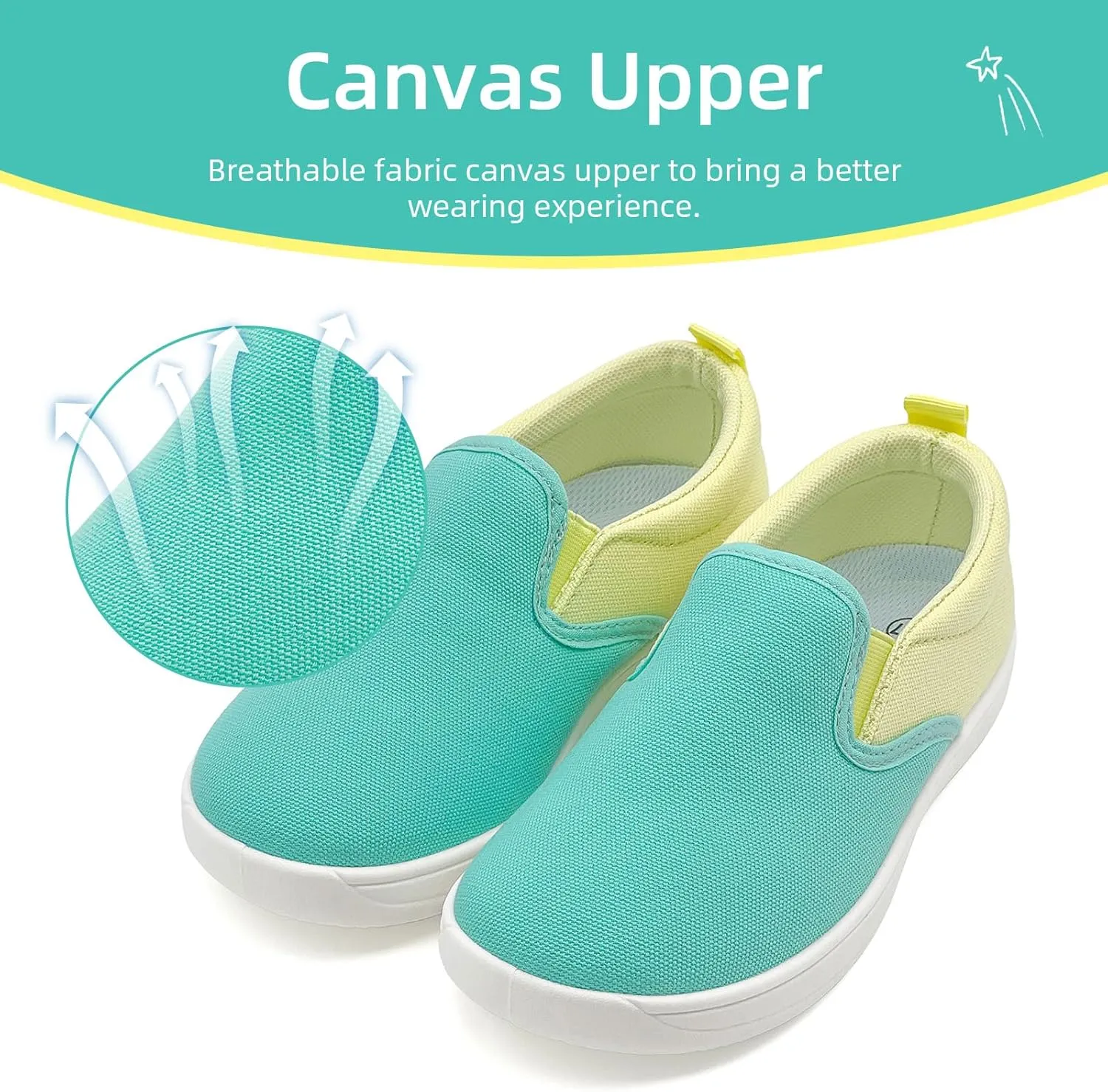 Kids Shoes Canvas Sneakers Kids Slip on Wide Toe Box Barefoot Shoes Comfortable Lightweight Running Tennis Athletic Sports Sneakers for Boys Girls