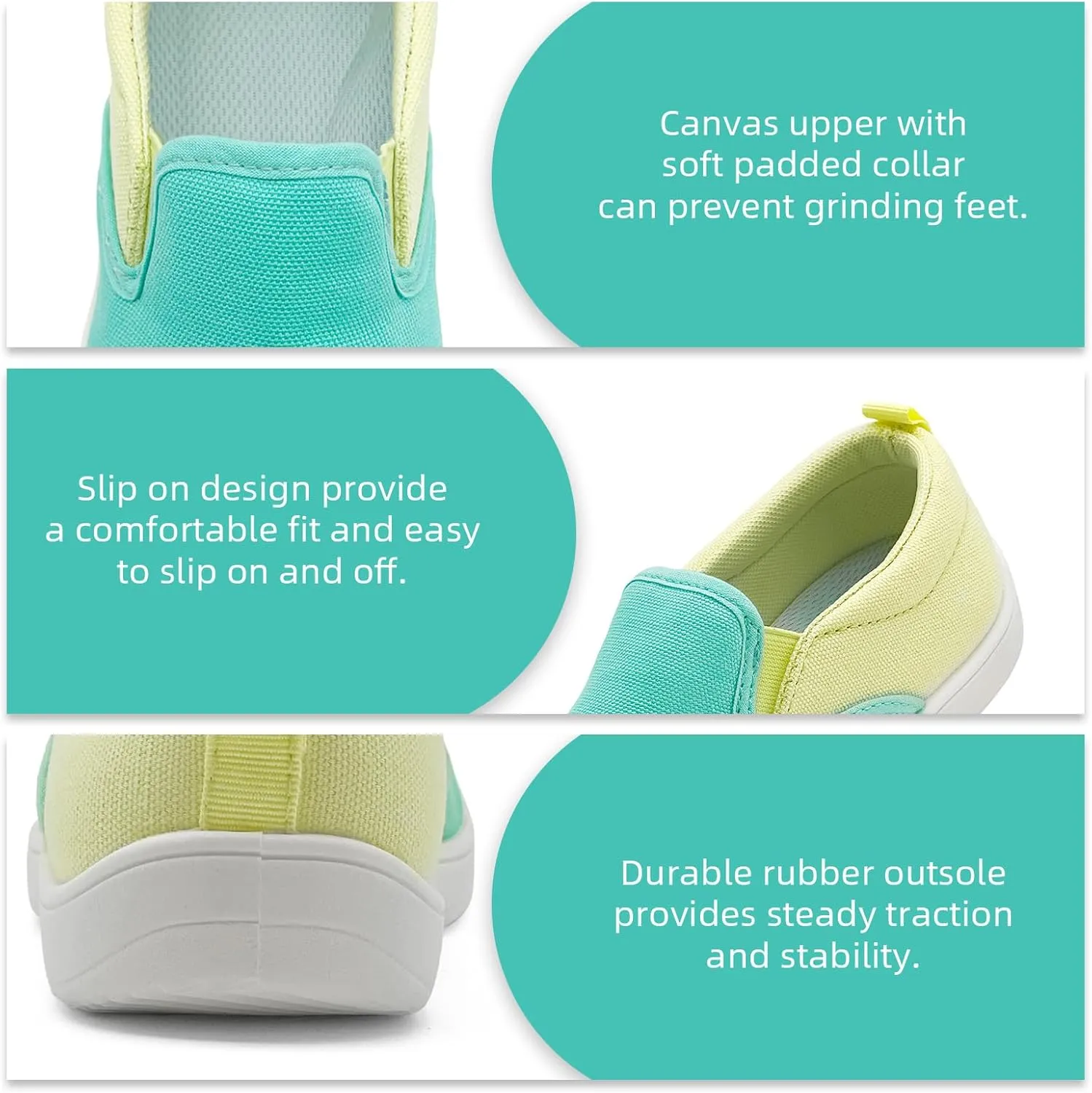 Kids Shoes Canvas Sneakers Kids Slip on Wide Toe Box Barefoot Shoes Comfortable Lightweight Running Tennis Athletic Sports Sneakers for Boys Girls