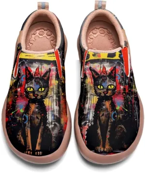 Kids Slip-on Loafers Boys Girls Comfortable Travel Shoes Lightweight Casual Walking Shoes Graffiti Art