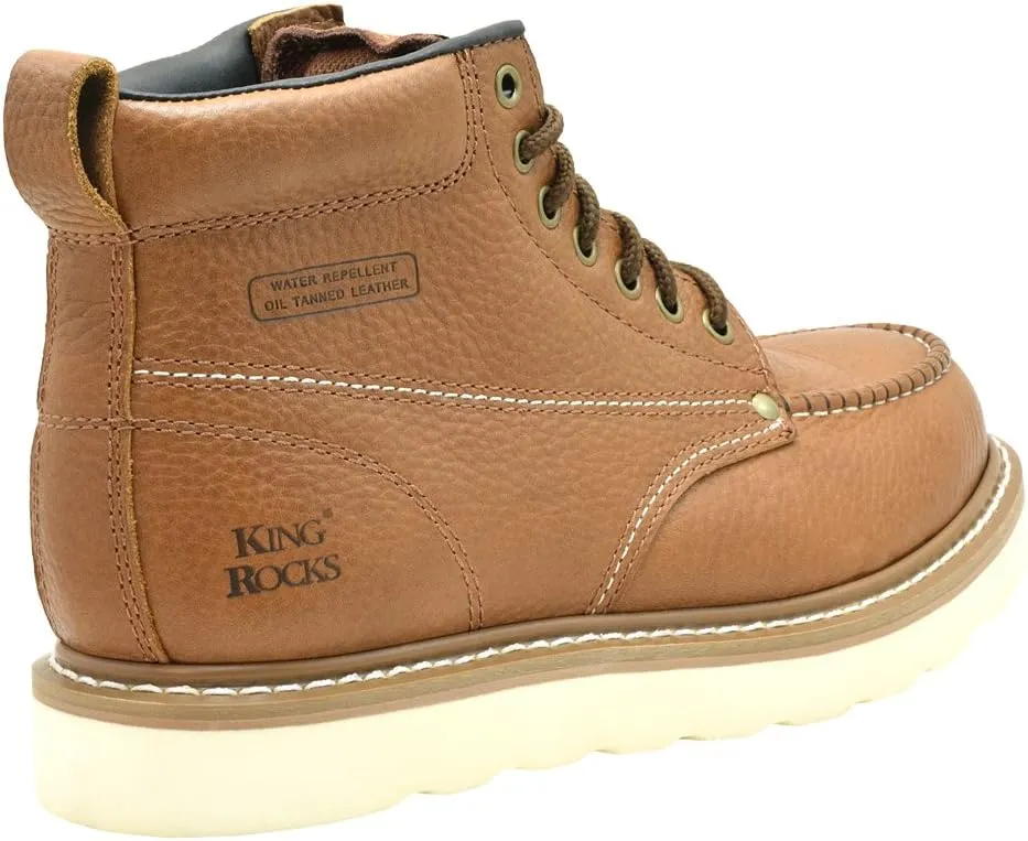 King Rocks Men's Moc Toe Construction Boots Work Shoes