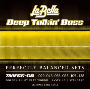 La Bella 760FGS-CB Golden Alloy Flat Wound Standard Long Scale Bass Guitar String 29-128