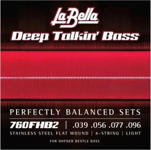 La Bella 760FHB2 Deep Talkin Stainless Steel Flats Wound “Beatle” Bass Guitar String 39-96