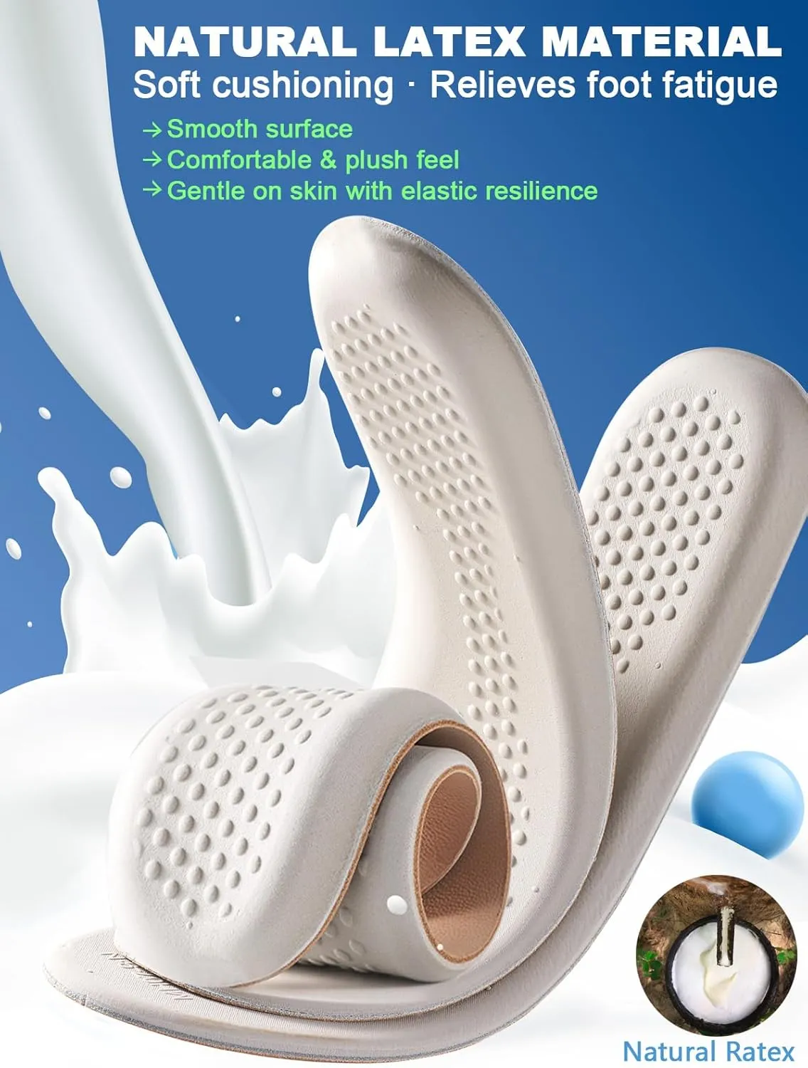 Leather Sockless Shoe Insoles for Women, Thin Dress Work Boots Inserts - Shock Absorption, Anti Sweat & Anti-Odor, for Athletic Shoes, Leather Shoes & Business Shoes (Peach-Beige, L (Men 9-9.5)