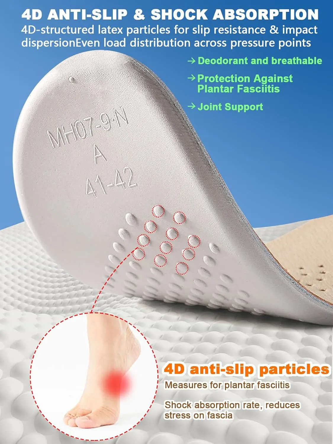 Leather Sockless Shoe Insoles for Women, Thin Dress Work Boots Inserts - Shock Absorption, Anti Sweat & Anti-Odor, for Athletic Shoes, Leather Shoes & Business Shoes (Peach-Beige, L (Men 9-9.5)
