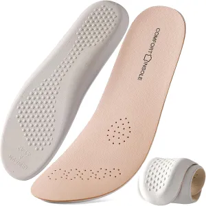 Leather Sockless Shoe Insoles for Women, Thin Dress Work Boots Inserts - Shock Absorption, Anti Sweat & Anti-Odor, for Athletic Shoes, Leather Shoes & Business Shoes (Peach-Beige, L (Men 9-9.5)