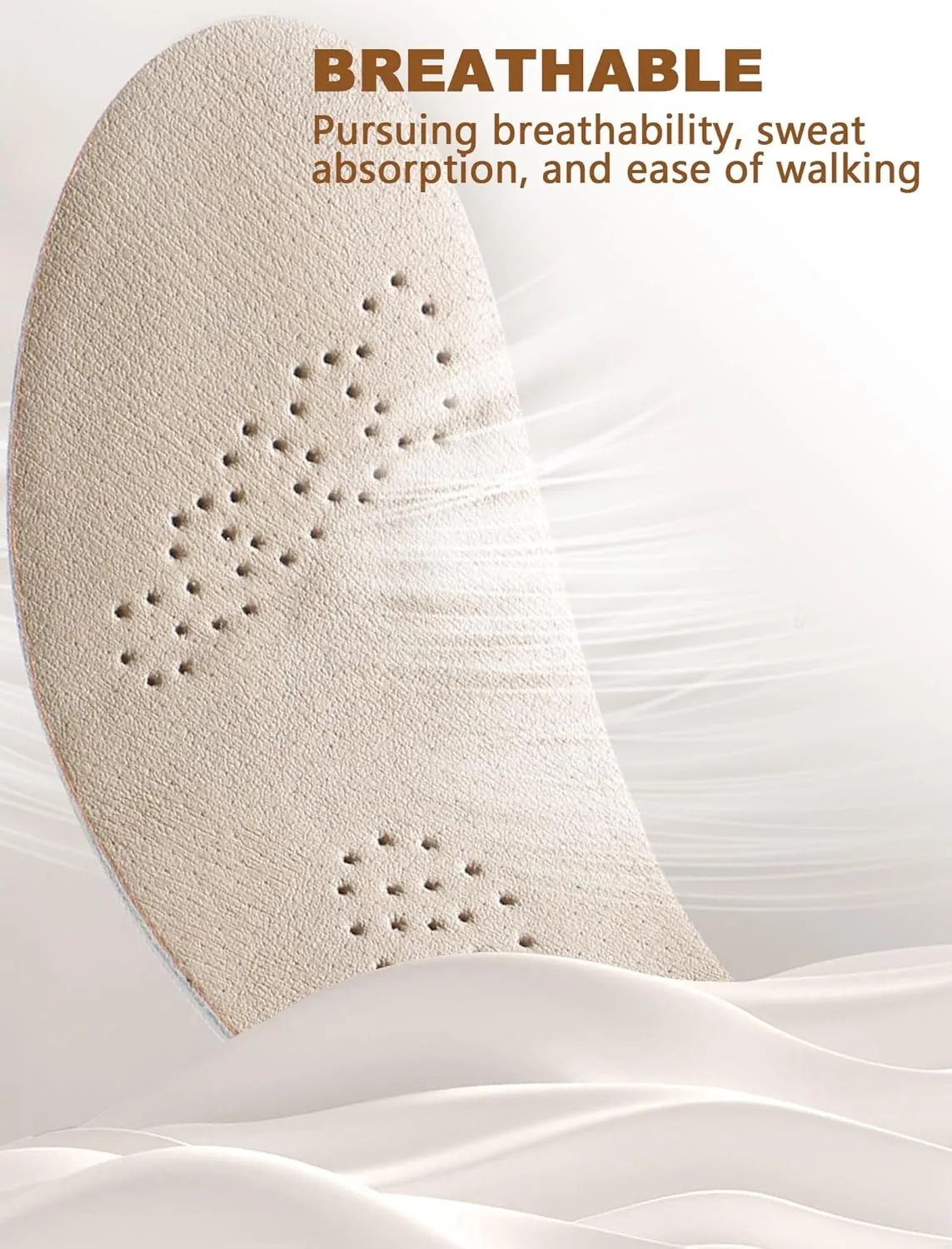 Leather Sockless Shoe Insoles for Women, Thin Dress Work Boots Inserts - Shock Absorption, Anti Sweat & Anti-Odor, for Athletic Shoes, Leather Shoes & Business Shoes (Peach-Beige, L (Men 9-9.5)