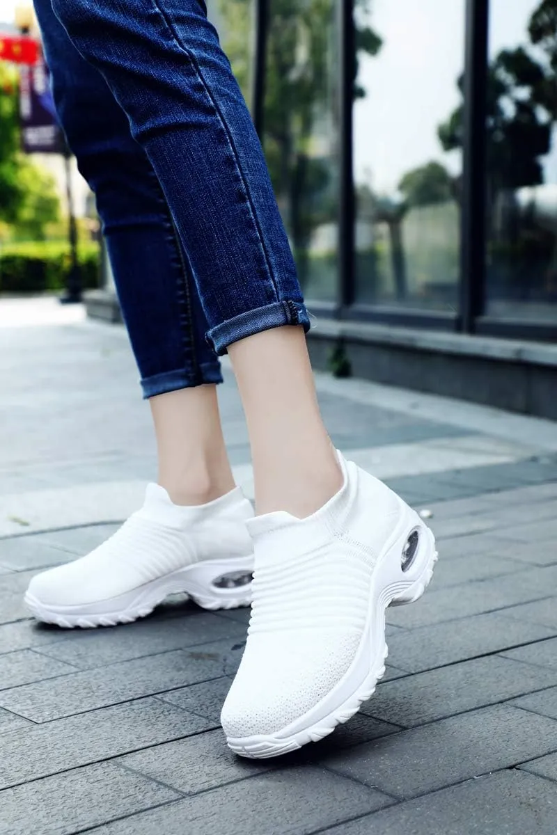 LIBINXIF Women's Walking Shoes Sock Sneakers Mesh Slip On Air Cushion Lady Girls Modern Jazz Dance Easy Shoes Platform Loafers Sneakers