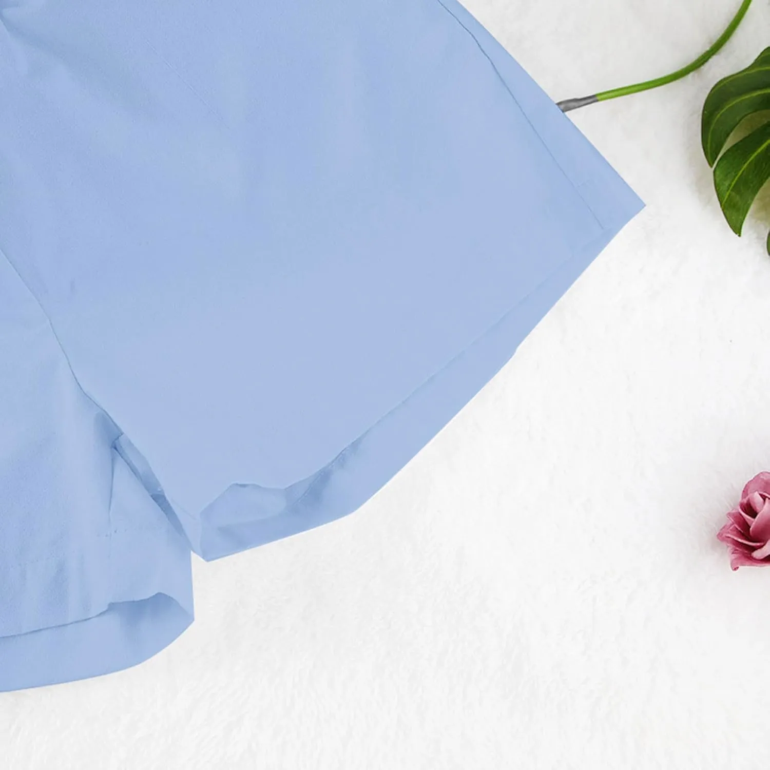 Linen 2 Piece Set for Women Two Piece Tracksuit Button down 3/4 Sleeve Shirt and Shorts Set Track Suits Sweat Suit