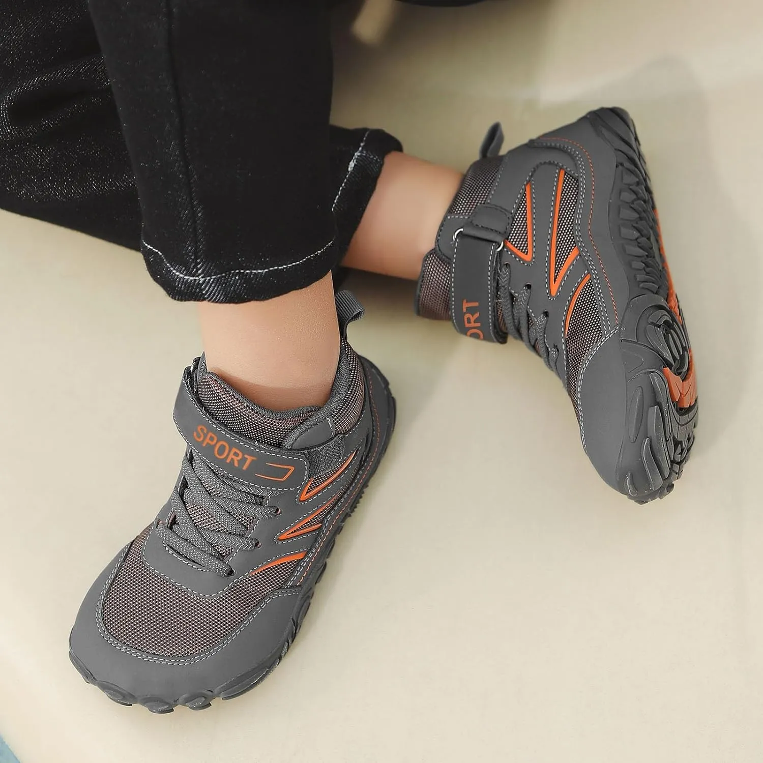 Little/Big Kids Barefoot Shoes Girls Boys High Top Wide Toe Box Zero Drop Minimalist Sneakers Lightweight Breathable Walking Shoes