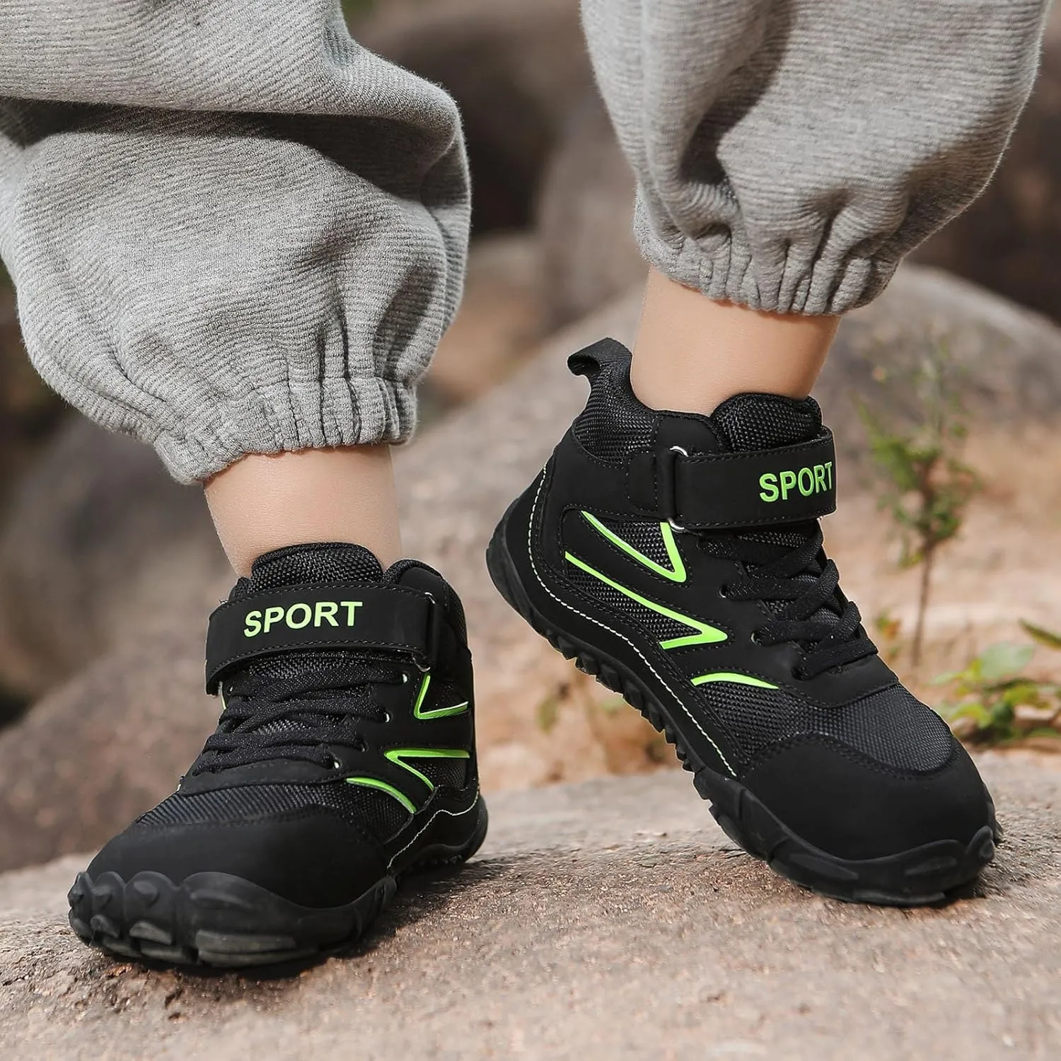 Little/Big Kids Barefoot Shoes Girls Boys High Top Wide Toe Box Zero Drop Minimalist Sneakers Lightweight Breathable Walking Shoes