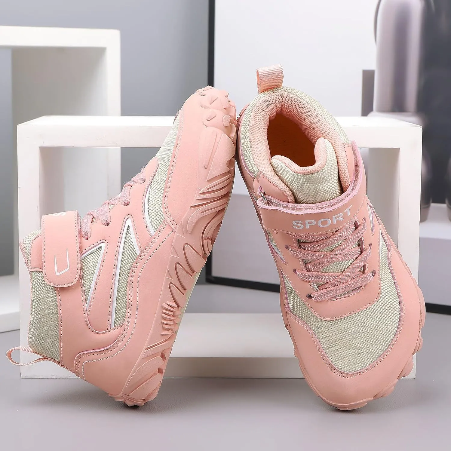 Little/Big Kids Barefoot Shoes Girls Boys High Top Wide Toe Box Zero Drop Minimalist Sneakers Lightweight Breathable Walking Shoes
