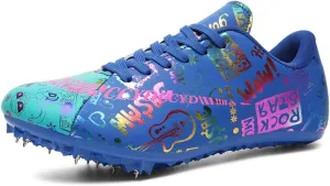 Maylrvjv Men's Track and Field Shoes Breathable Comfortable Track Spikes Racing Jumping Sprint Running Sneakers