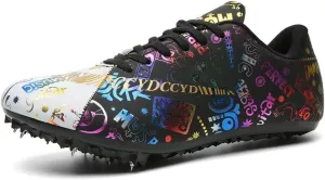 Maylrvjv Men's Track and Field Shoes Breathable Comfortable Track Spikes Racing Jumping Sprint Running Sneakers
