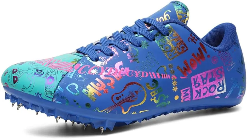 Maylrvjv Men's Track and Field Shoes Breathable Comfortable Track Spikes Racing Jumping Sprint Running Sneakers