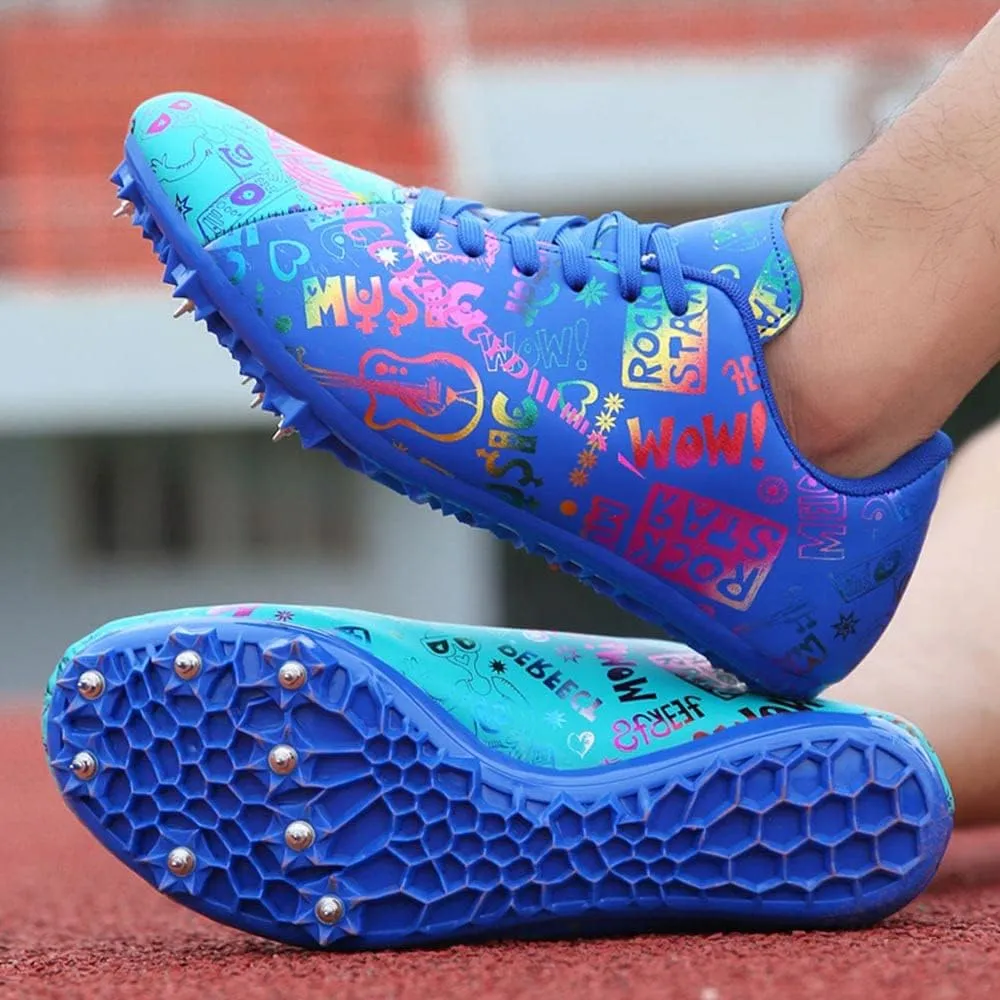 Maylrvjv Men's Track and Field Shoes Breathable Comfortable Track Spikes Racing Jumping Sprint Running Sneakers