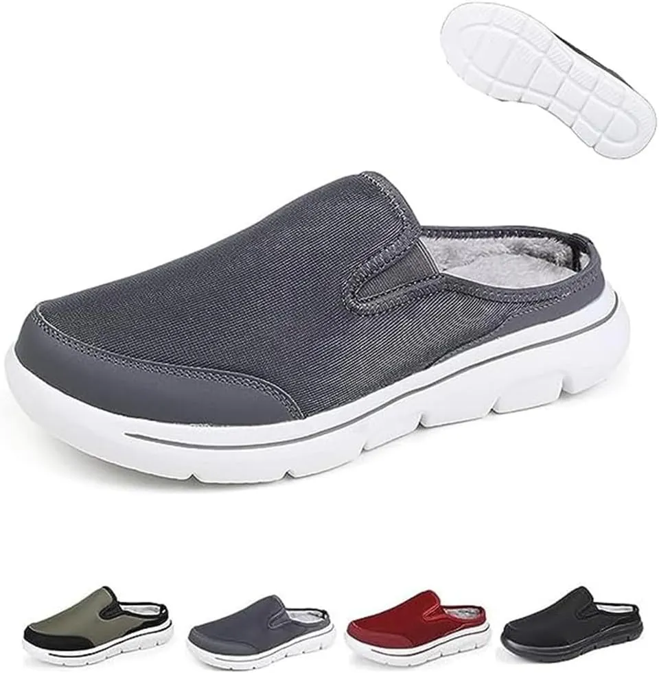 Meaboots Men's Comfortable Lined Fleece Arch Support Sports Sandals,Waterproof Platform Mesh Non-Slip Orthotic Slippers