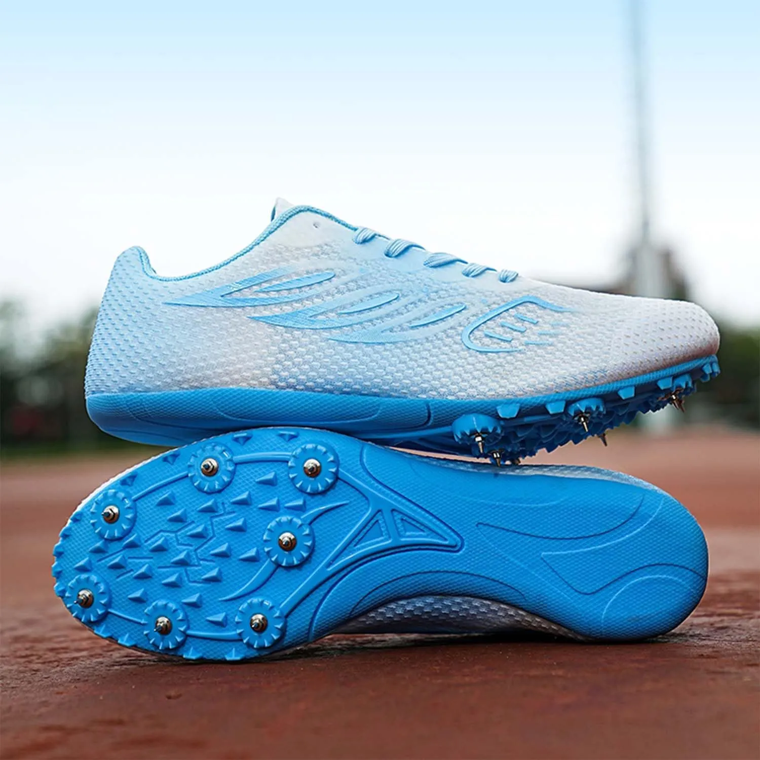 MEBAMY Mens Womens Track and Field Shoes Sprint Sport Sneakers Mesh Breathable Professional Running Nail Spikes Shoes for Boys Girls,Pink