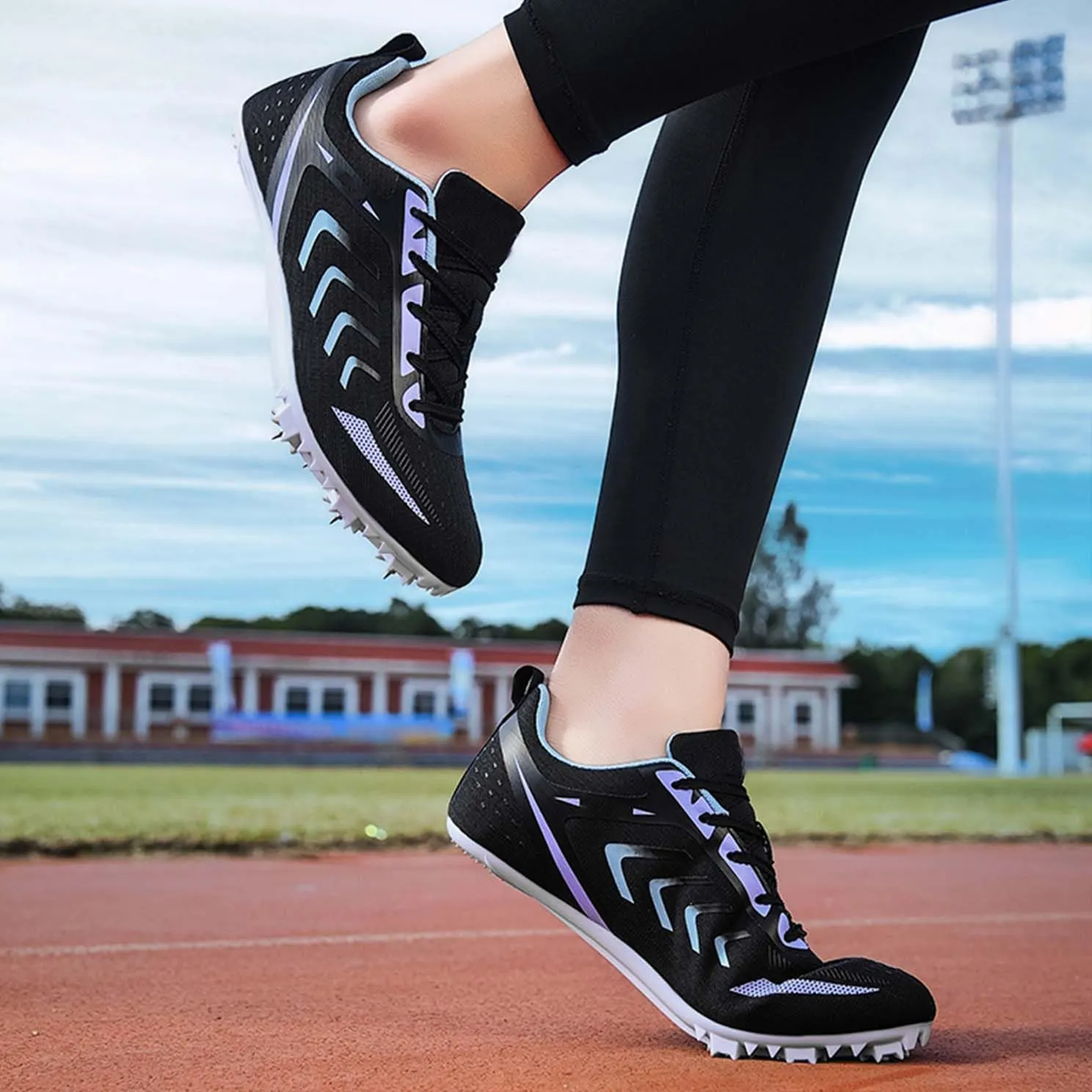 MEBAMY Mens Womens Track and Field Shoes Sprint Sport Sneakers Mesh Breathable Professional Running Nail Spikes Shoes for Boys Girls,Pink