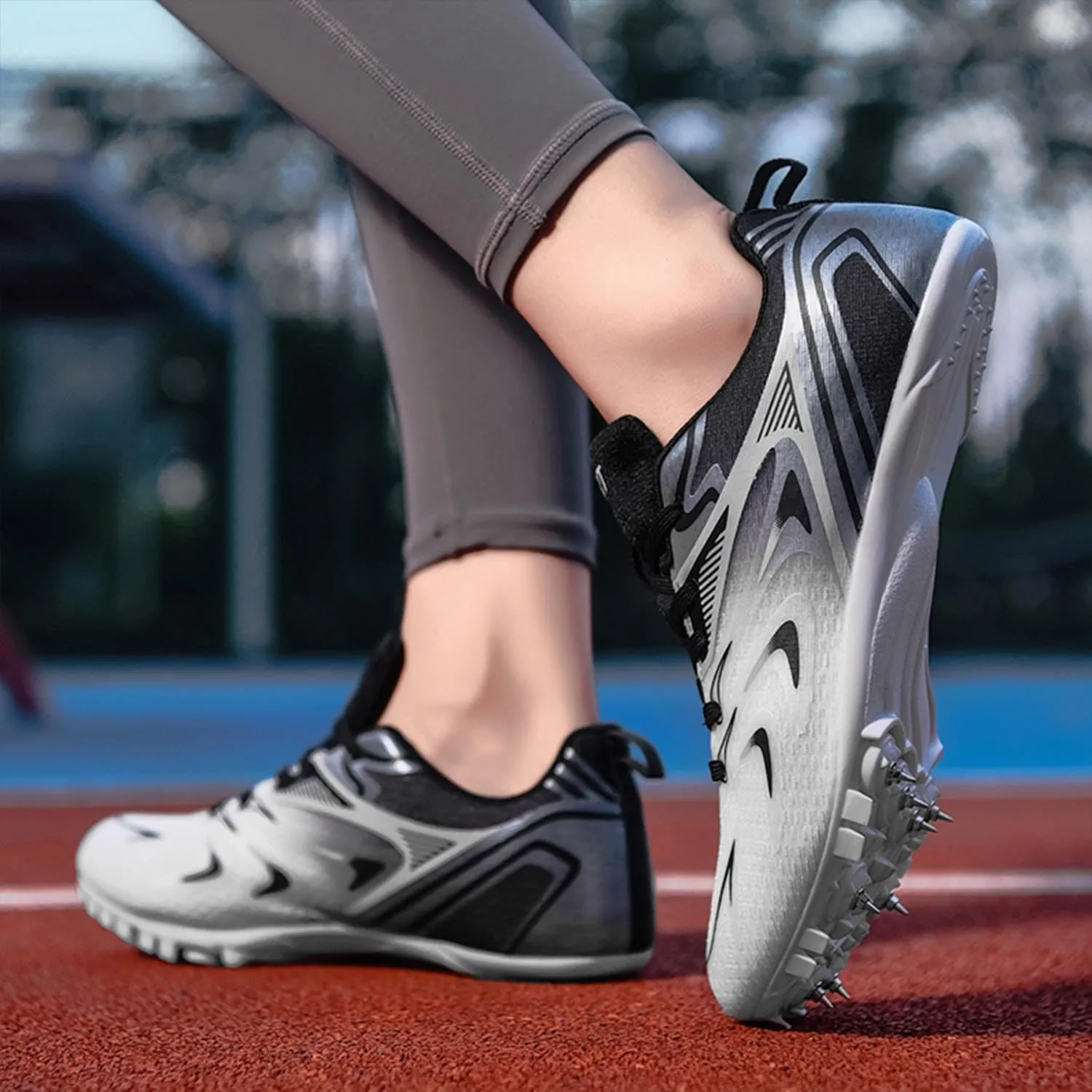 MEBAMY Mens Womens Track and Field Shoes Sprint Sport Sneakers Mesh Breathable Professional Running Nail Spikes Shoes for Boys Girls,Pink