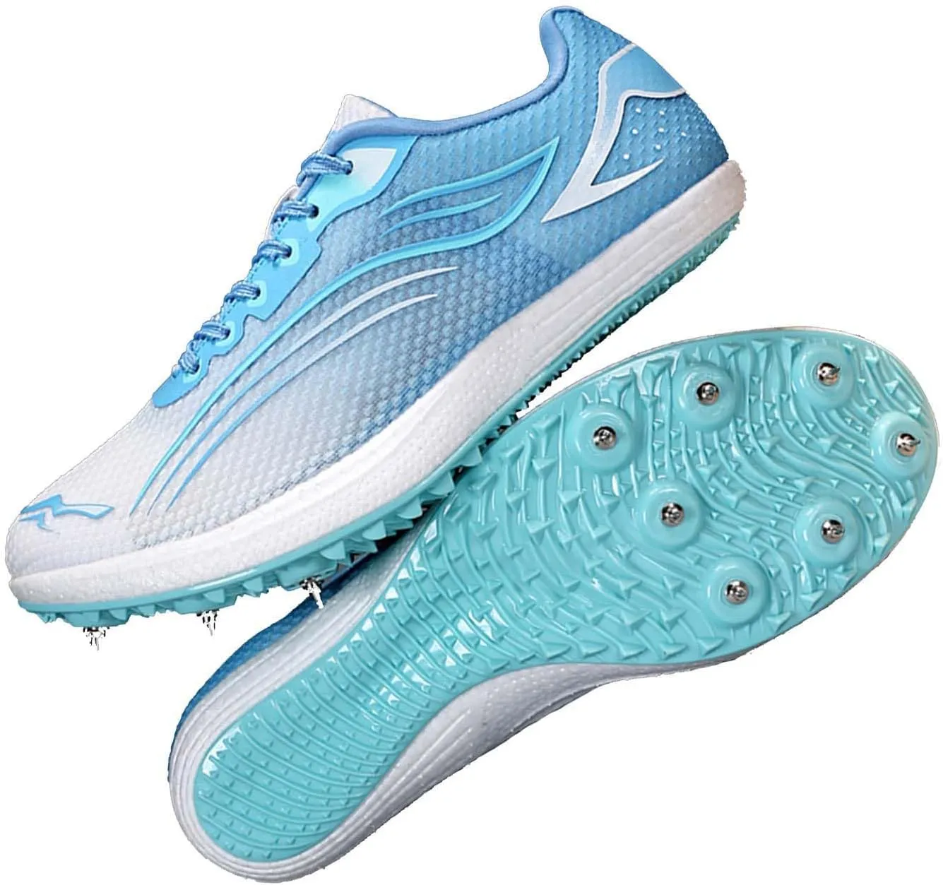 MEBAMY Mens Womens Track and Field Shoes Sprint Sport Sneakers Mesh Breathable Professional Running Nail Spikes Shoes for Boys Girls,Pink