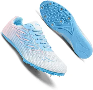 MEBAMY Mens Womens Track and Field Shoes Sprint Sport Sneakers Mesh Breathable Professional Running Nail Spikes Shoes for Boys Girls,Pink