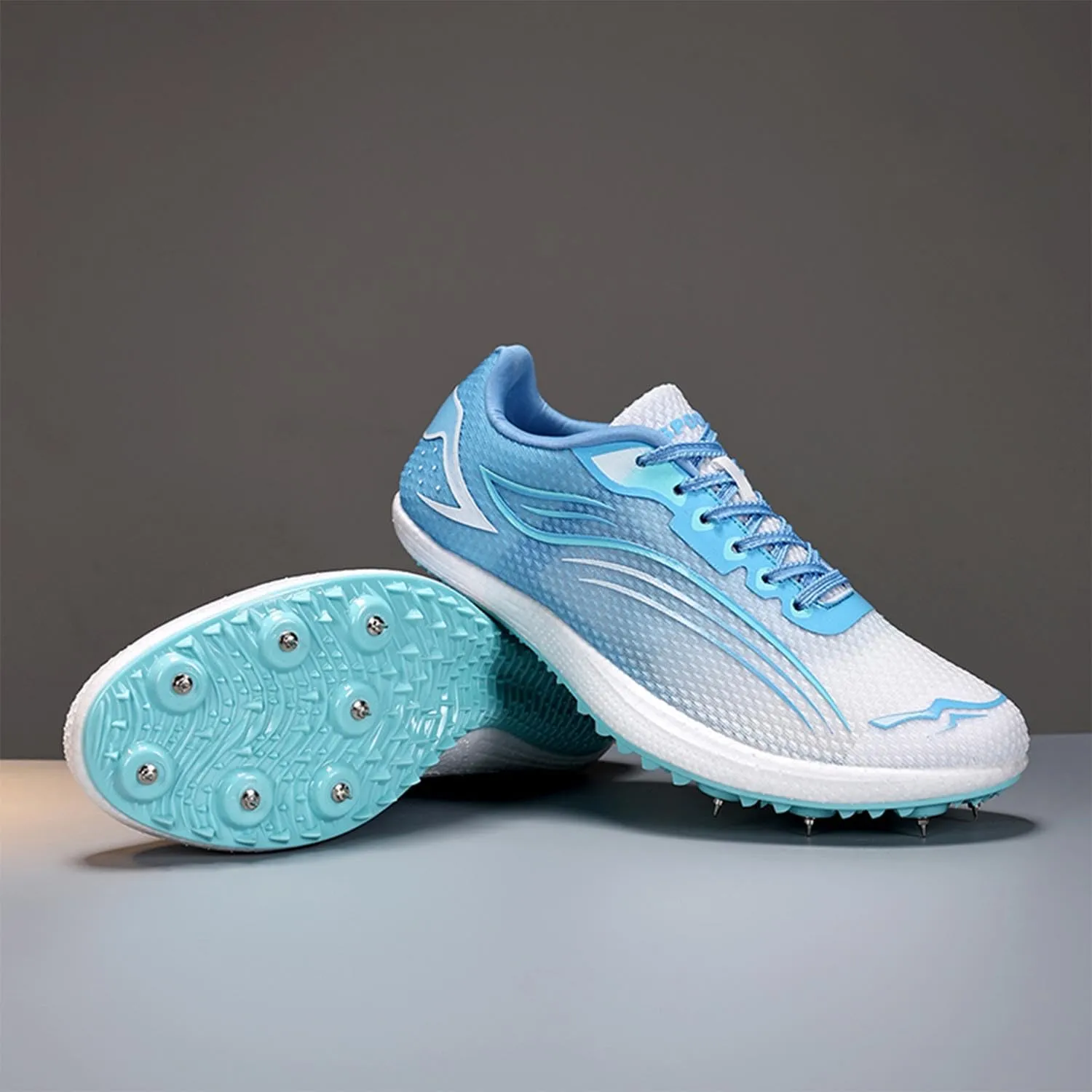 MEBAMY Mens Womens Track and Field Shoes Sprint Sport Sneakers Mesh Breathable Professional Running Nail Spikes Shoes for Boys Girls,Pink