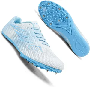 MEBAMY Mens Womens Track and Field Shoes Sprint Sport Sneakers Mesh Breathable Professional Running Nail Spikes Shoes for Boys Girls,Pink