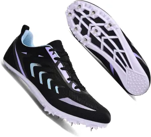 MEBAMY Mens Womens Track and Field Shoes Sprint Sport Sneakers Mesh Breathable Professional Running Nail Spikes Shoes for Boys Girls,Pink