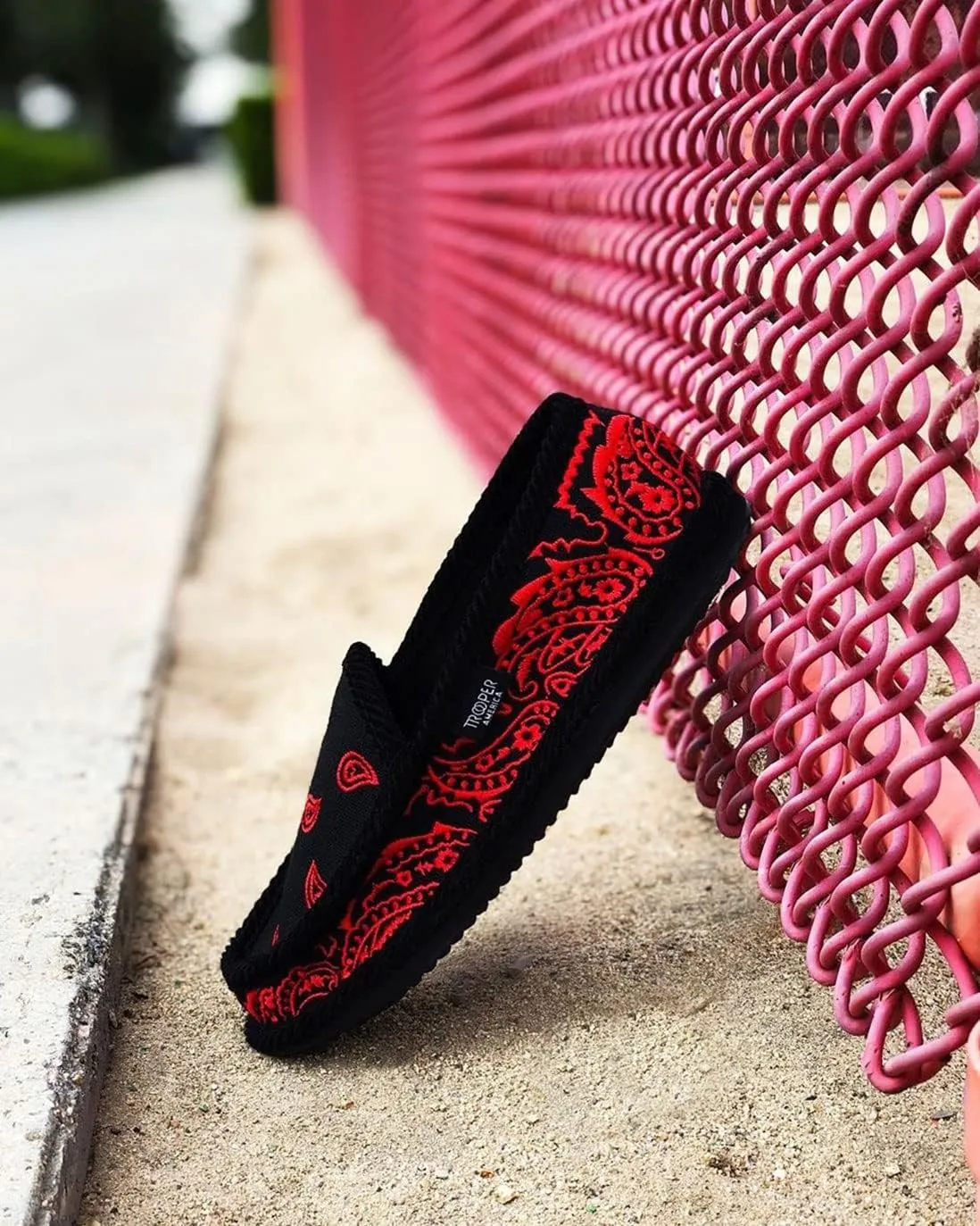 Men KS-002E Black/Red Embroidered Bandana Paisley Slip-On | Cozy, Colorful House Shoe Slippers | Ultra Cushion for Indoor and Outdoor