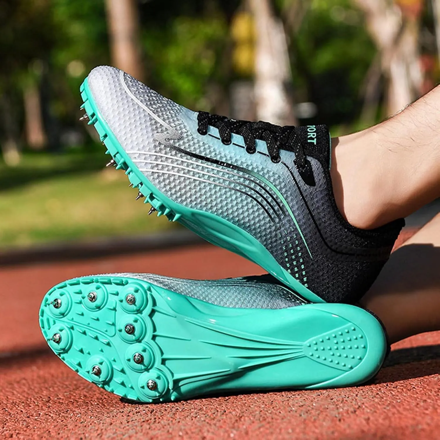 Men Women Track and Field Nail Shoes Athletic Running Sneakers 8 Spikes Youth Professional Training Competition Sprint Spikes Jumping Shoes