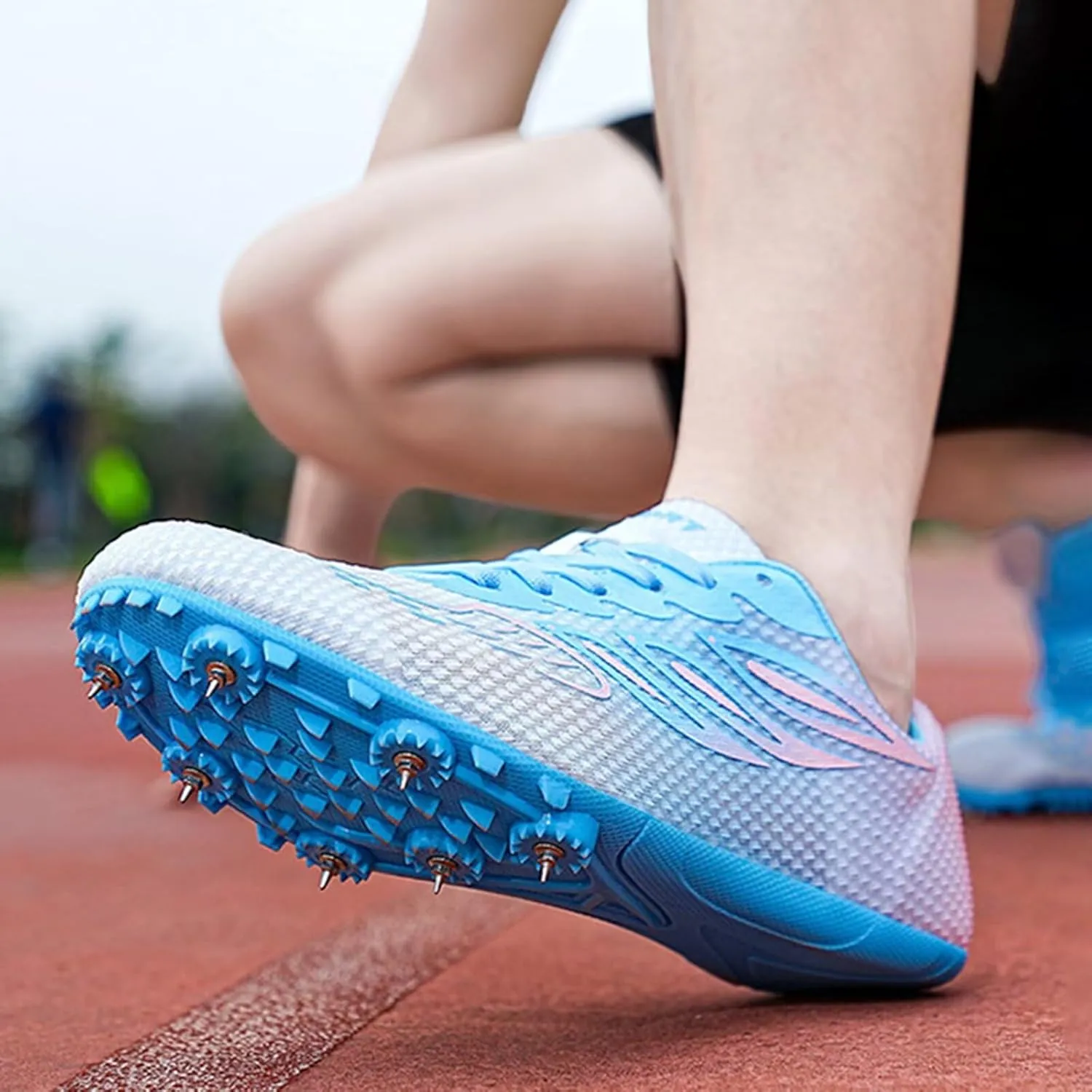 Men Women Track and Field Nail Shoes Teenagers Professional Training Racing Running Spikes Jumping Sneakers for Kids 100- to 400-Meter Races Sprinting Match