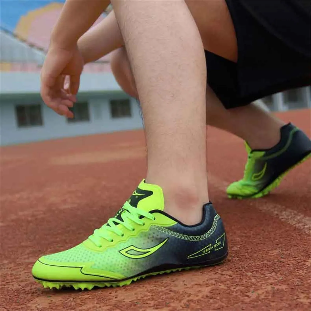 Men Women Track and Field Shoes, Spikes Race Jumping Sneakers Professional Running Nail Trainers